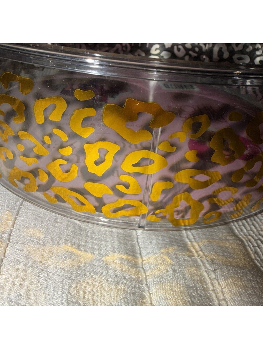 Paris Hilton 360 Rotating Makeup Organizer 10inch clear / gold leopard print